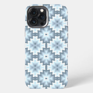 Stijlvol pastel blauw grijs wit Ikat tribaal patro iPhone 13 Pro Max Hoesje
