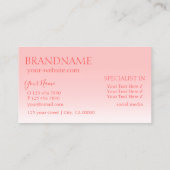 Stijlvol Pastel Roze Chic Mirror Font Professional Visitekaartje (Achterkant)