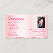 Stijlvol pastel roze glamoureus met foto modern visitekaartje (Achterkant)