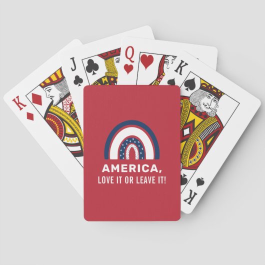 Stijlvol patriottische Amerikaanse regenboog USA 4 Pokerkaarten (Achterkant)