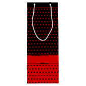 Stijlvol patroon voor rode en zwarte harten, aange wijn cadeautas (Achterkant)