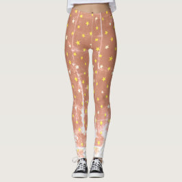 Stijlvol patroon witte en gele sterren Leggings