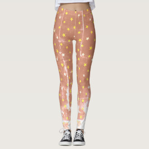 Stijlvol patroon witte en gele sterren Leggings