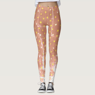 Stijlvol patroon witte en gele sterren Leggings