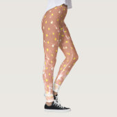 Stijlvol patroon witte en gele sterren Leggings (Rechts)