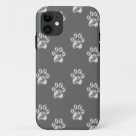 Stijlvol pawpatroon op donkergrijs iPhone 11 hoesje