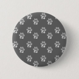 Stijlvol pawpatroon op donkergrijs ronde button 5,7 cm