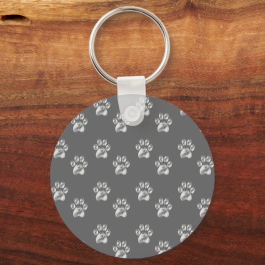 Stijlvol pawpatroon op donkergrijs sleutelhanger (Voorkant)