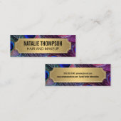 Stijlvol Peacock Feathers Gold Metallic Lijst Mini Visitekaartje (Voorkant / Achterkant)