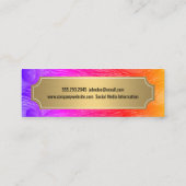 Stijlvol Peacock Feathers Gold Metallic Lijst Mini Visitekaartje (Achterkant)