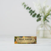 Stijlvol Peacock Feathers Gold Metallic Lijst Mini Visitekaartje (Staand voorkant)