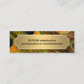 Stijlvol Peacock Feathers Gold Metallic Lijst Mini Visitekaartje (Achterkant)