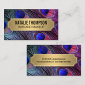 Stijlvol Peacock Feathers Gold Metallic Lijst Visitekaartje (Voorkant / Achterkant)