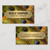 Stijlvol Peacock Feathers Gold Metallic Lijst Visitekaartje (Voorkant / Achterkant)