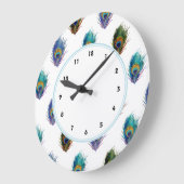 Stijlvol Peacock-veren patroon witte muurklok Grote Klok (Hoek)