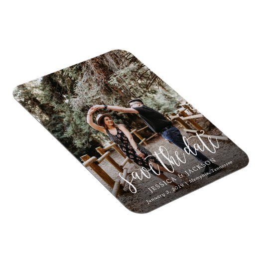 Stijlvol penseelscript De datum magneet opslaan (Rechterzijde)