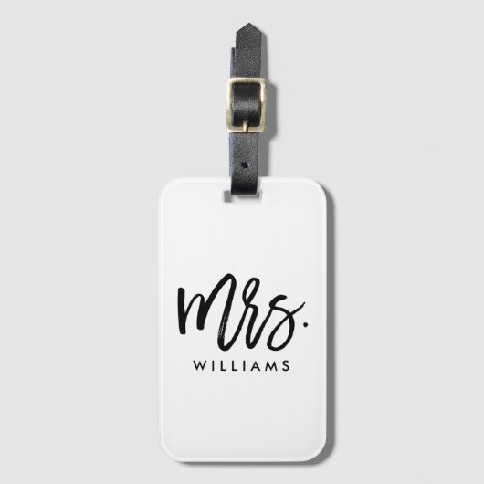 Stijlvol penseelscript "Mevrouw Achternaam" Bagagelabel (Voorkant (verticaal))