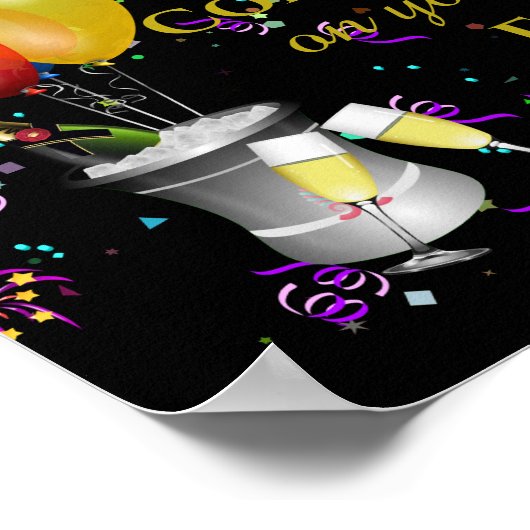 Stijlvol pensioen Mousserende wijn Poster (Hoek)