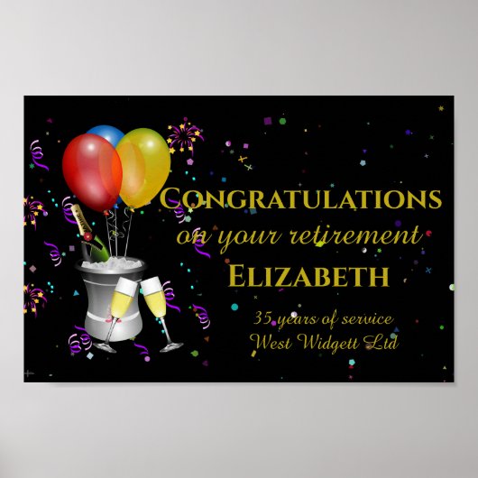 Stijlvol pensioen Mousserende wijn Poster (Voorkant)