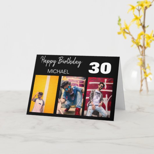 Stijlvol, persoonlijk aangepast 3 fotocollage | Ge Kaart (Gele Bloem)