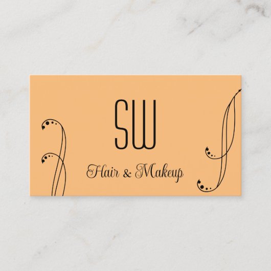 Stijlvol Perzisch zwart met monogram en foto Visitekaartje (Voorkant)