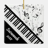 Stijlvol pianolettoetsenbord Muziek Naam zwart wit Keramisch Ornament (Achterkant)