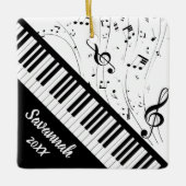 Stijlvol pianolettoetsenbord Muziek Naam zwart wit Keramisch Ornament (Voorkant)