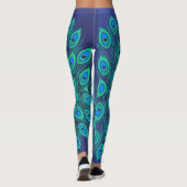 Stijlvol pictogram Peacock in Blauwgroen en blauwe Leggings (Achterkant)