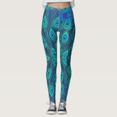 Stijlvol pictogram Peacock in Blauwgroen en blauwe Leggings (Voorkant)