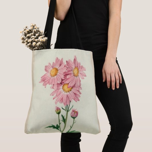 Stijlvol-_PINK DAISES—Botanisch-Art_M-L Tote Bag (Dichtbij)