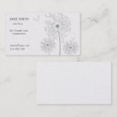 Stijlvol platina modern floreel aanpasbaar visitekaartje (Voorkant / Achterkant)