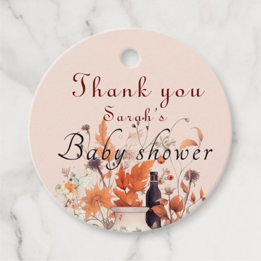 Stijlvol pompoen herfst Baby shower Bedankjes Labels (Voorkant)