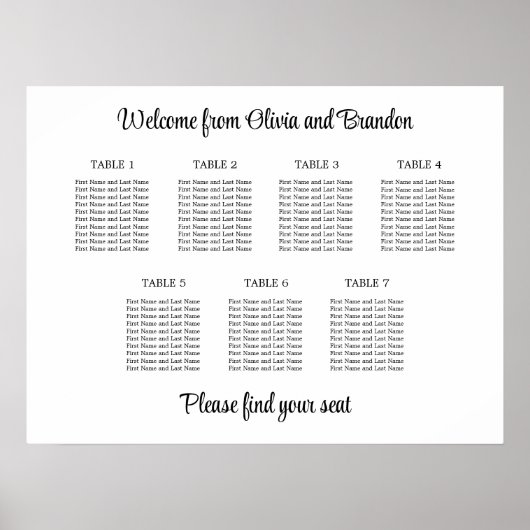 Stijlvol Poster 7 Tabelbruiloft (Voorkant)