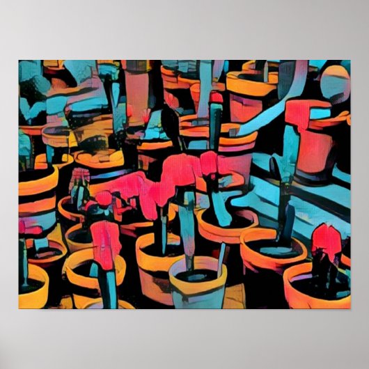 Stijlvol Poster Cactus Pots A3 Cool (Voorkant)