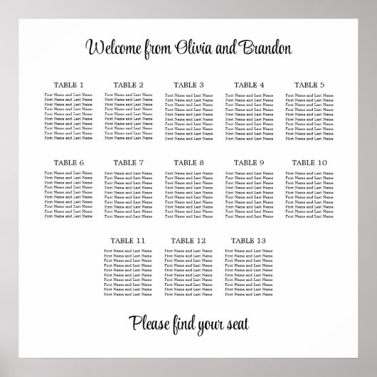 Stijlvol Poster van 13 Tafelweddenschappen (Voorkant)