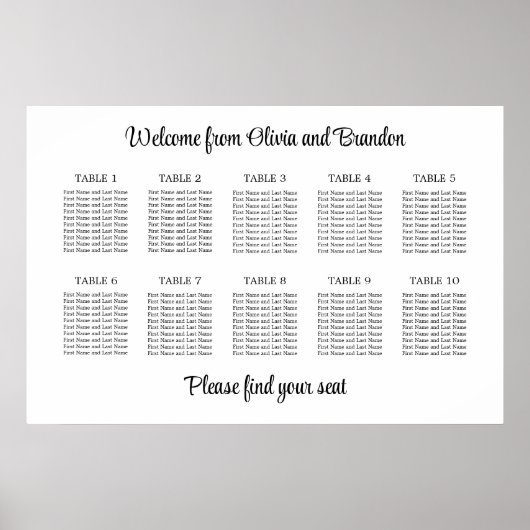 Stijlvol Poster voor 10-tafelweddenschappen (Voorkant)