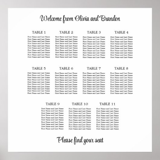 Stijlvol Poster voor 11-tafelweddenschappen (Voorkant)