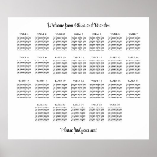 Stijlvol Poster voor 26 Tabelweddenschappen (Voorkant)