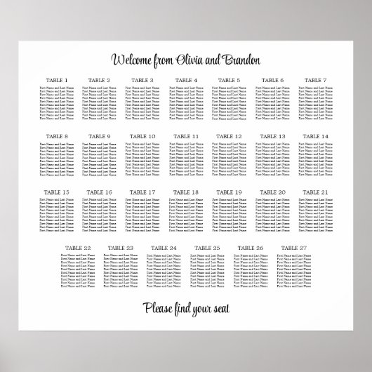 Stijlvol Poster voor 27 Tabelbruiloft (Voorkant)