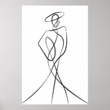 Stijlvol Poster voor Woman Line Art