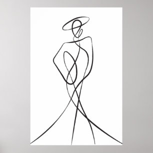 Stijlvol Poster voor Woman Line Art