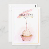 Stijlvol potlood Kunstroze Birthday Cupcake Briefkaart (Voorkant / Achterkant)