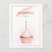 Stijlvol potlood Kunstroze Birthday Cupcake Briefkaart (Voorkant)
