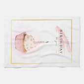 Stijlvol potlood Kunstroze Birthday Cupcake Theedoek (Horizontaal)