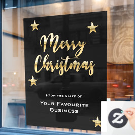 Stijlvol Prettig kerstfeest metaalachtig goud zwar Raamsticker