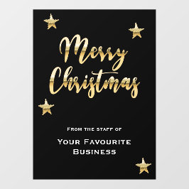 Stijlvol Prettig kerstfeest metaalachtig goud zwar Raamsticker