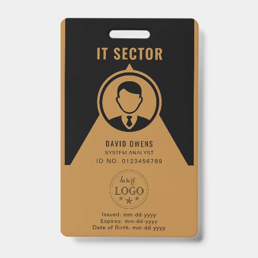 Stijlvol professioneel badge met logo en foto-ID (Voorzijde)