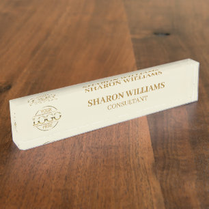 Stijlvol professioneel beige gouden logo kantoor t naambordje