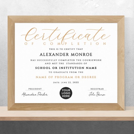 Stijlvol professioneel certificaat logo kalligrafi poster