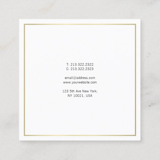 Stijlvol professioneel design elegant Gold-design Vierkante Visitekaartje (Achterkant)